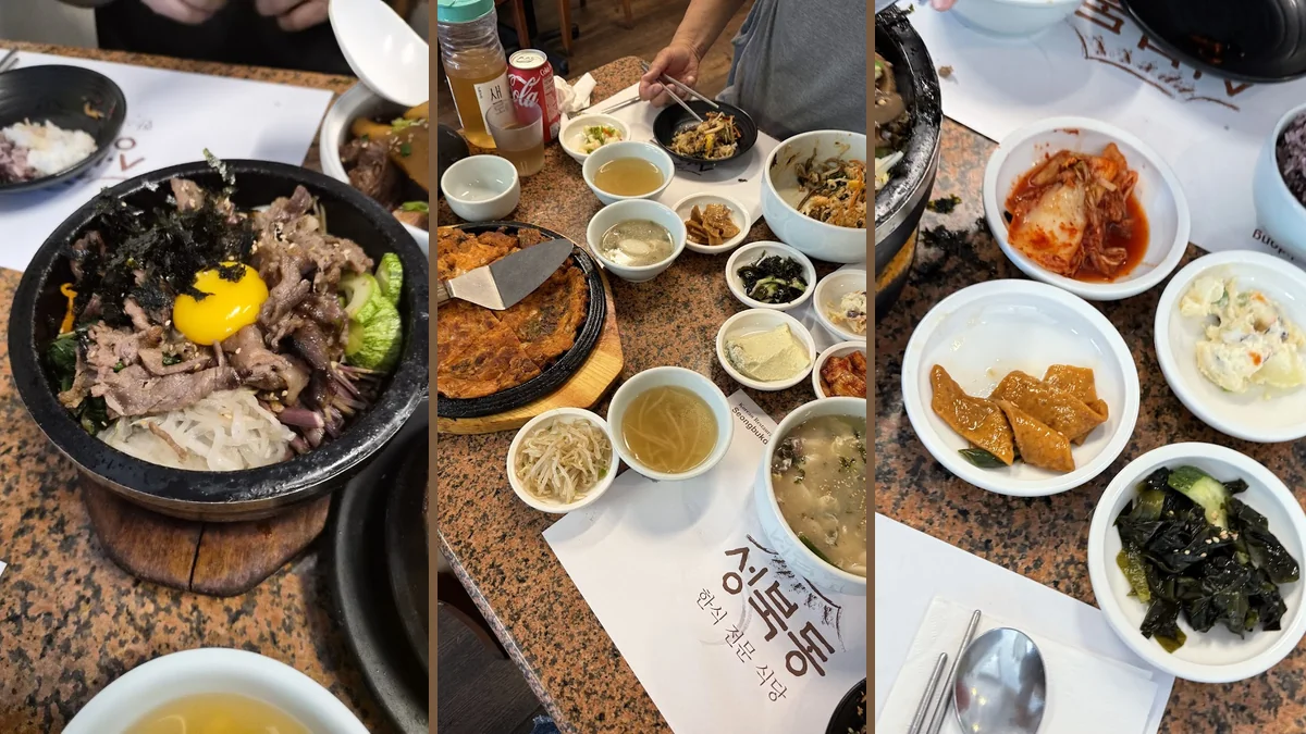 Simple Korean dining room with table service.